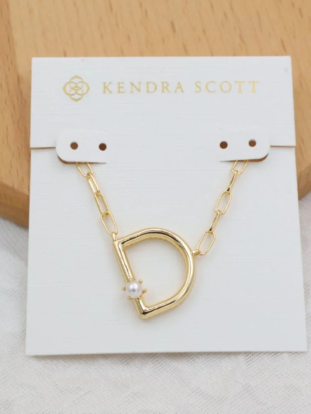 Kendra Scott Letter D Gold Freshwater Cultured Pearl Necklace
